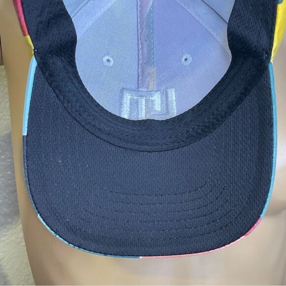 Loudmouth Abstract Colorblock Golf Cap Hat Yellow Black Blue Green Peach Red - Picture 9 of 10